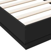 Bedframe bewerkt hout zwart 75x190 cm - thumbnail