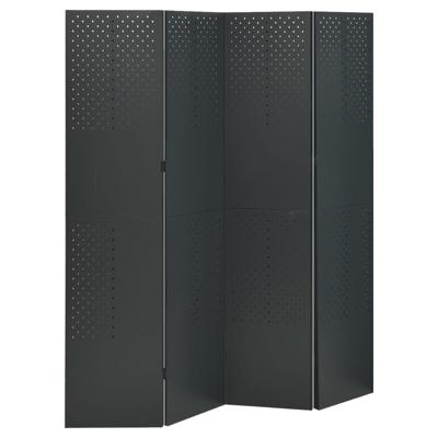 VidaXL Kamerscherm met 4 panelen 160x180 cm staal antracietkleurig