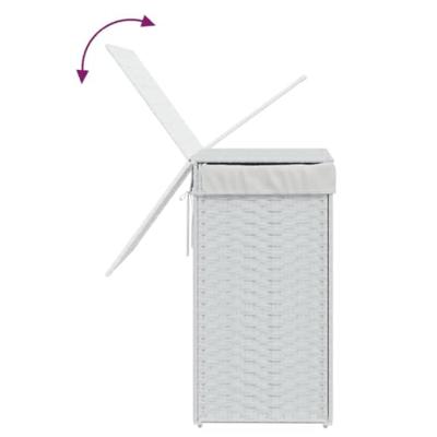 VidaXL Wasmand met deksel 46x33x60 cm poly rattan wit VidaXL Wasmand met deksel 46x33x60 cm poly rattan wit