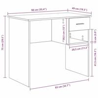 Bureau met lade Betongrijs 90 x 49.5 x 75 cm Bewerkt hout - thumbnail