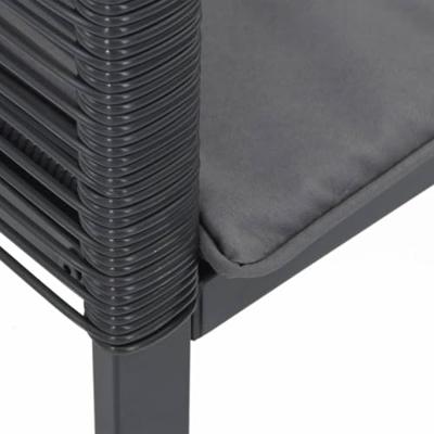 Tuinstoelen 4 st met kussens poly rattan zwart - thumbnail