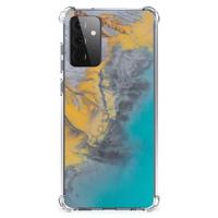 Samsung Galaxy A72 4G/5G Anti-Shock Hoesje Marble Blue Gold - thumbnail
