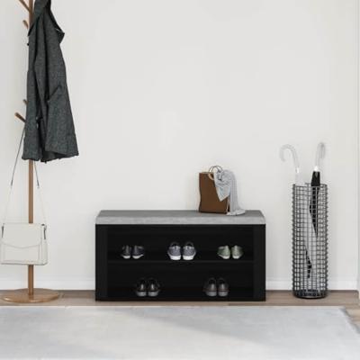 Schoenenbank 100x35x45 cm bewerkt hout zwart eikenkleurig