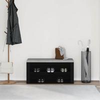 Schoenenbank 100x35x45 cm bewerkt hout zwart eikenkleurig - thumbnail