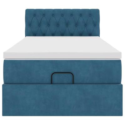 Ottoman bed met matras en LED's 90x200cm fluweel donkerblauw