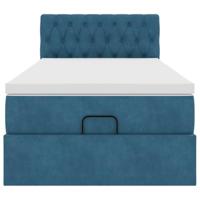 Ottoman bed met matras en LED's 90x200cm fluweel donkerblauw - thumbnail