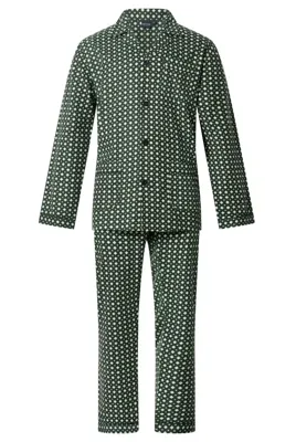 Flanellen heren pyjama - 9442 - Groen - 100% katoen - Warme pyjama