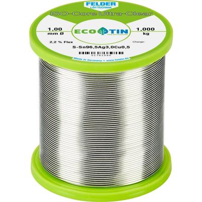 Felder ISO-Core Ultra Clear SAC305 Soldeertin Spoel Sn96,5Ag3Cu0,5 1 kg 1 mm Felder ISO-Core Ultra Clear SAC305 Soldeertin Spoel Sn96,5Ag3Cu0,5 1 kg 1 mm