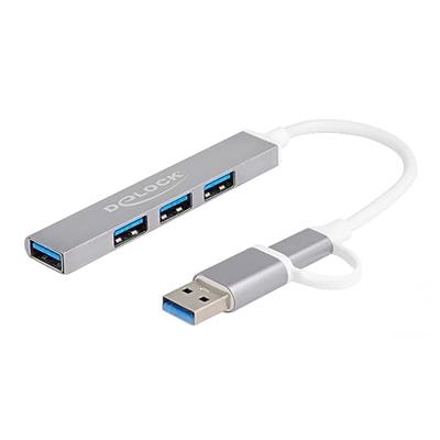 Delock 64214 USB-C (USB 3.2 Gen 1) multiport hub Zilver Delock 64214 USB-C (USB 3.2 Gen 1) multiport hub Zilver