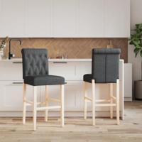 Barstoelen 2 st massief rubberhout en stof - thumbnail