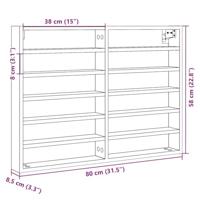 Vitrinekast 80x8,5x58 cm bewerkt hout bruin eikenkleurig - thumbnail