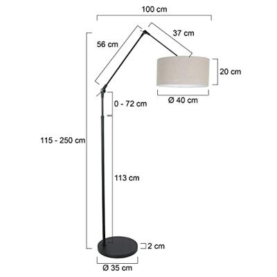 Steinhauer Vloerlamp prestige chic 8113zw zwart kap grijs linnen