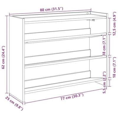 VidaXL Schoenenrek 80x25x62 cm bewerkt hout gerookt eikenkleurig