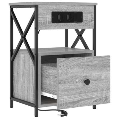 Nachtkastje met lade Grijs Sonoma 40 x 31 x 60 cm Bewerkt hout