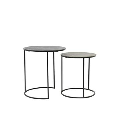 Light & Living Bijzettafel 'Rengo' Set van 2 stuks, kleur Zwart/Antiek Brons