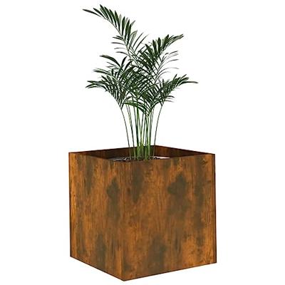 Plantenbak 40x40x40 cm bewerkt hout gerookt eikenkleurig