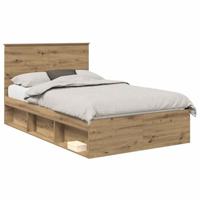 Bedframe Ambachtelijk eiken 135 x 190 cm Massief grenenhout - thumbnail