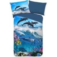 Good Morning Kinderdekbedovertrek "dolfijnen" - Blauw - (140x200/220 cm) - Katoen - thumbnail