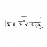 Riga - LED plafondlamp - 6 spots - Draaibaar en dimbaar - GU10 - Kantelbaar - Plafondspot - IP20 voor binnen - RVS - thumbnail