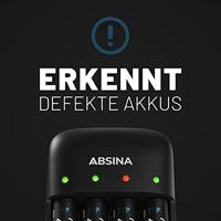 ABSINA Acculader AA AAA & 9 V - NiMH oplader batterij batterijen 4-voudig voor oplaadbare batterijen - acculader voor AAA, AA & 9 V blok - batterijlader accu, acculader - thumbnail