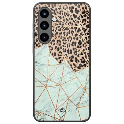Samsung Galaxy A56 glazen hardcase - Luipaard marmer mint Samsung Galaxy A56 glazen hardcase - Luipaard marmer mint