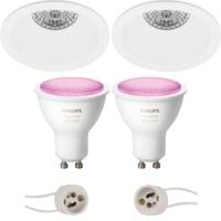 Pragmi Pollon Pro - Inbouw Rond - Mat Wit - Verdiept - Ø82mm - Philips Hue - LED Spot Set GU10 - White and Color Ambiance - Bluetooth - thumbnail