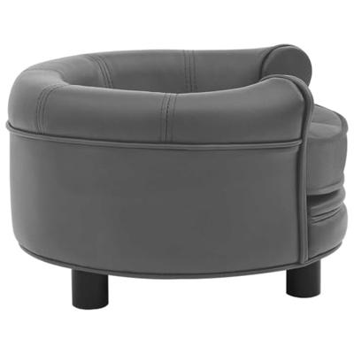 Hondenbank 48x48x32 cm pluche en kunstleer grijs