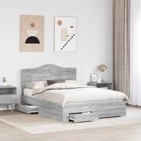 Bedframe met hoofdeinde Grijs Sonoma 140 x 190 cm Bewerkt hout - thumbnail