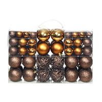 VidaXL 100-delige kerstballenset 3/4/6 cm bruin/bronskleur/goudkleurig - thumbnail