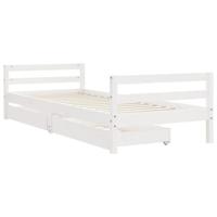 Kinderbedframe met lades 80x200 cm massief grenenhout wit - thumbnail
