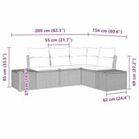 Tuinbankenset met opslag 4 pcs Beige en Crème poly rattan - thumbnail