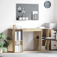 Bureau met Opslag Sonoma eiken 130 x 50,5 x 75 cm Bewerkt hout - thumbnail