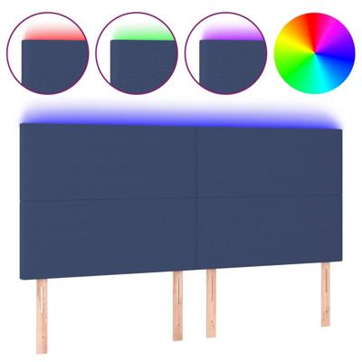 Hoofdbord LED 200x5x118/128 cm stof blauw