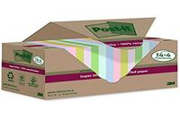 Post-it Super Sticky Notes Recycled, 70 vel, ft 76 x 76 mm, assorti, 14 + 4 GRATIS - thumbnail