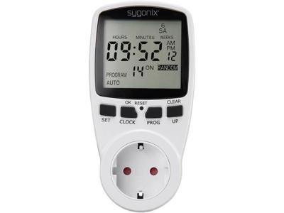 Sygonix 1625525 Stopcontact-schakelklok Digitaal Weekprogramma 3680 W Timer-functie, START/STOP functie, Toevalsfunctie