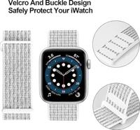 Nylon sport loop band - Wit - Extra sterke klittenbandsluiting - Geschikt voor Apple Watch 38mm / 40mm / 41mm / 42mm - thumbnail