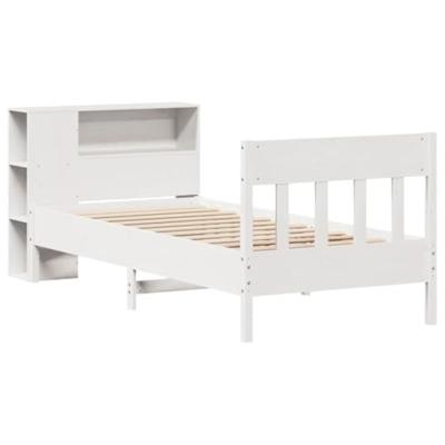 Bed met boekenkast zonder matras grenenhout wit 100x200 cm