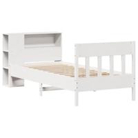 Bed met boekenkast zonder matras grenenhout wit 100x200 cm - thumbnail