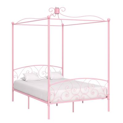 Hemelbedframe metaal roze 140x200 cm