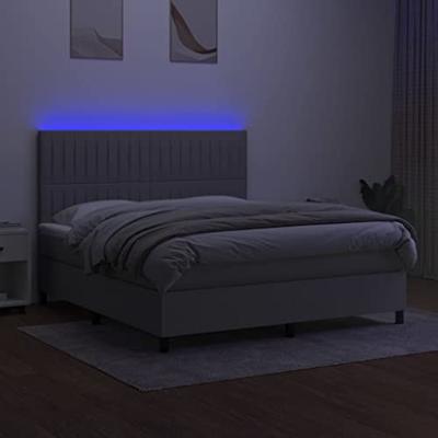 Boxspring met matras en LED stof lichtgrijs 160x200 cm