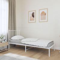 Bedframe met hoofdbord metaal wit 75 x 190 cm - thumbnail