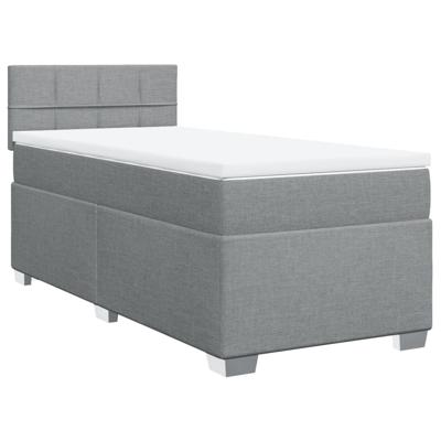 Boxspring met matras stof lichtgrijs 140x200 cm - thumbnail