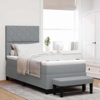 Boxspringbed met Matras & Bank Licht Grijs 100x200 cm Stof - thumbnail