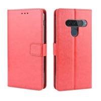Retro Crazy Horse textuur horizontale Flip lederen case voor LG G8S ThinQ met houder & kaartsleuven & fotolijstjes (rood) - thumbnail