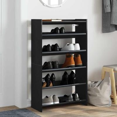 VidaXL Schoenenrek 60x25x100 cm bewerkt hout zwart