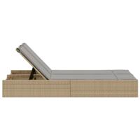 Ligbed 2-persoons met kussens poly rattan beige - thumbnail