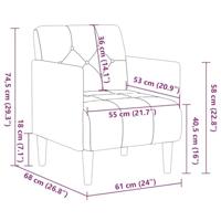 Fauteuil met armleuningen 55 cm fluweel bruin - thumbnail