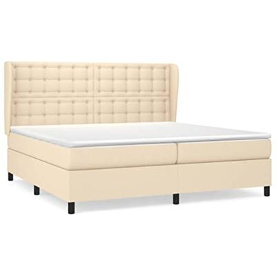Boxspring met matras stof crèmekleurig 200x200 cm