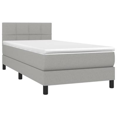 Boxspring met matras en LED stof lichtgrijs 90x190 cm - thumbnail