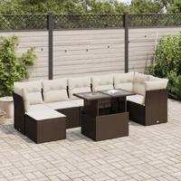 8-delige Loungeset met kussens poly rattan bruin - thumbnail